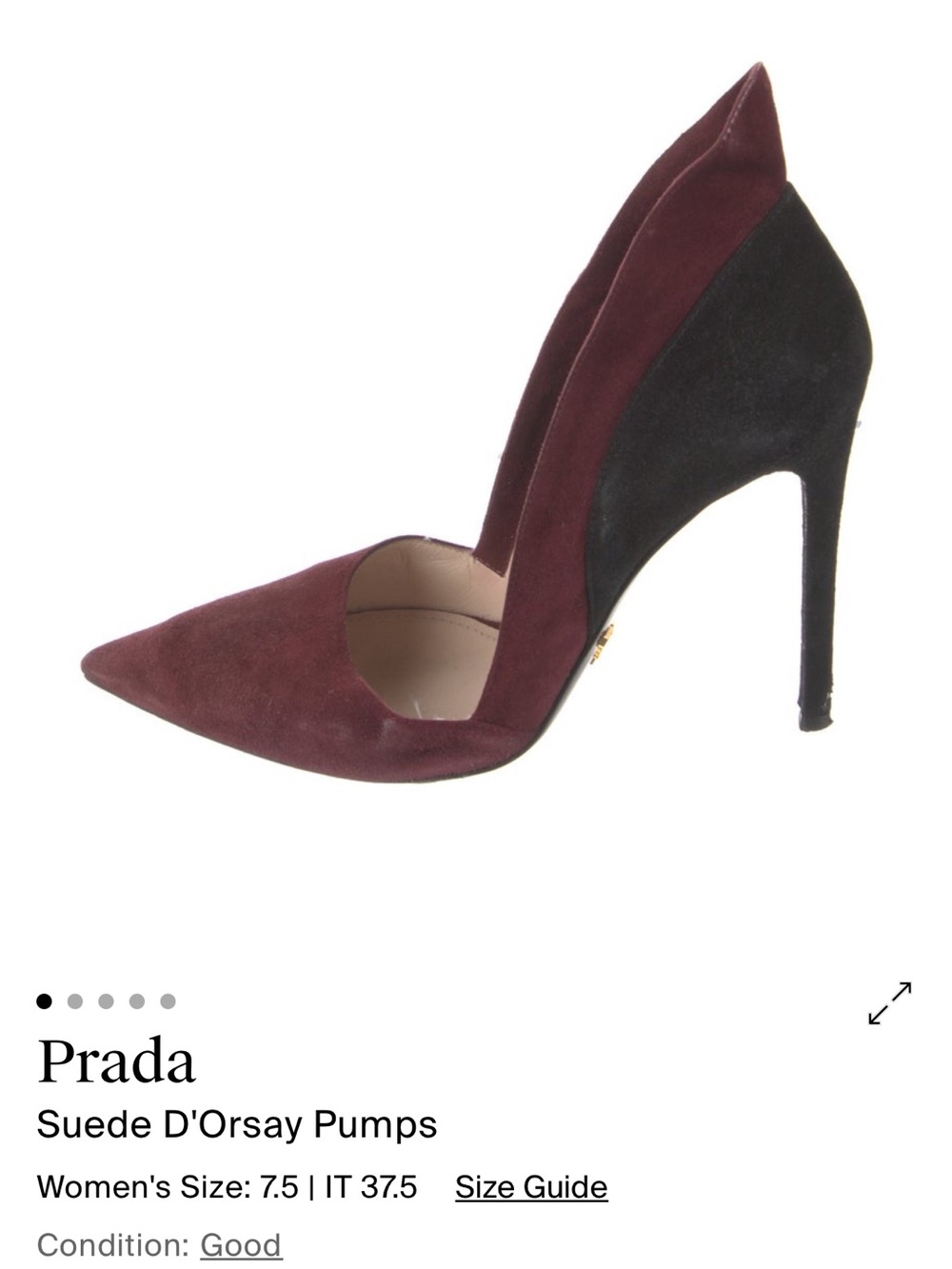 Prada Women's Burgundy and Black Suede D'Orsay Pumps